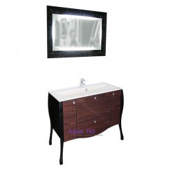 Комплект мебели Aquanet Мадонна 90 Е (эл. об., сваровски) эбен с черным зеркалом